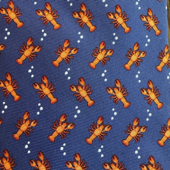 Tom James Silk Tie Blue with Lobsters Ocean Novelty Preppy Father's Day Made USA - Picture 7 of 9